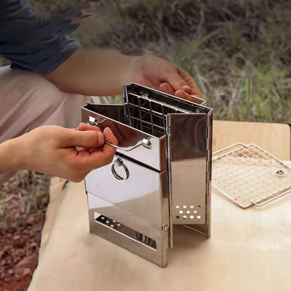 Frendorf | Edelstahl Mini Outdoor Holzofen Tragbarer Camping Grill