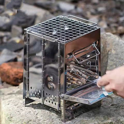 Frendorf | Edelstahl Mini Outdoor Holzofen Tragbarer Camping Grill