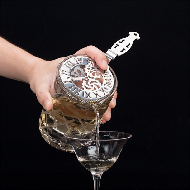 Edelstahl Skull und mechanische Uhren Bar Cocktail Sieb