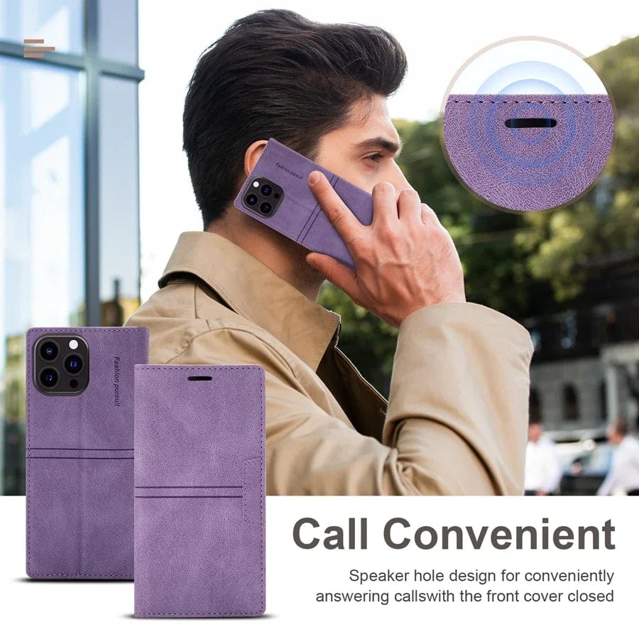 Frendorf | Wildleder iPhone Magnet Flip Cover Kartenhalter Geldbörse Hülle