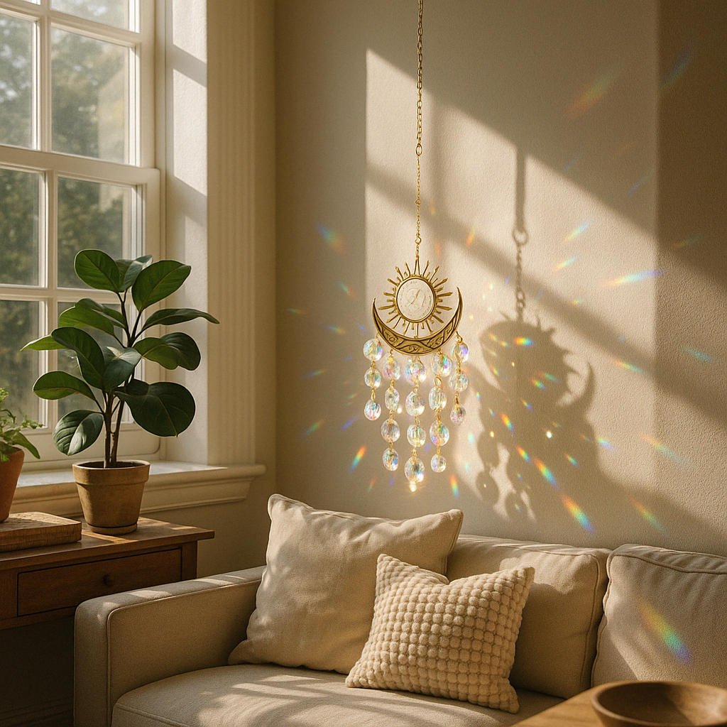 Frendorf | Strahlender Mondlicht-Quarz-Prisma-Sonnenfänger
