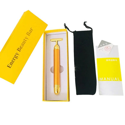 Frendorf | GlowBar 24K Gold Gesichtsroller | T-Massagegerät | Hautstraffung & Anti-Aging