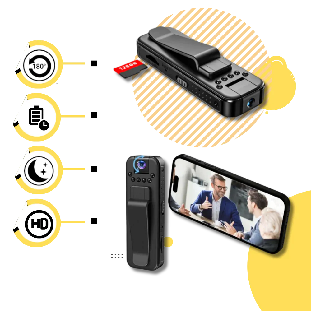 Frendorf | 1080P HD Body-Kamera mit drehbarem Objektiv