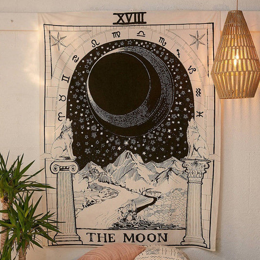 "Die Mond" Tarot Monochrom Wandteppich
