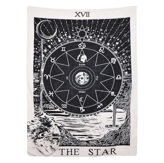 "Der Stern" Tarot Monochrom Wandteppich
