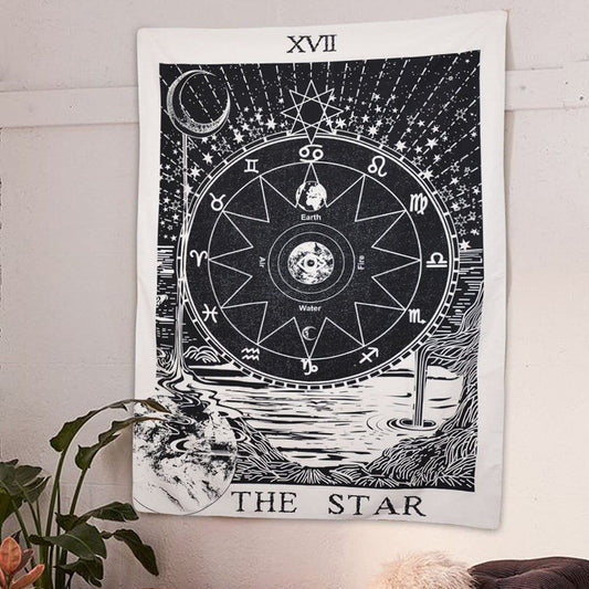 "Der Stern" Tarot Monochrom Wandteppich
