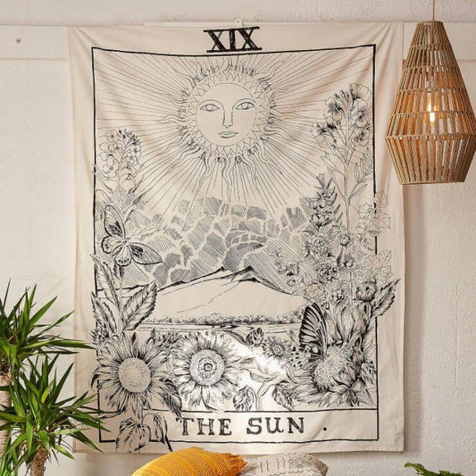 "Die Sonne" Tarot Monochrome Wandteppich