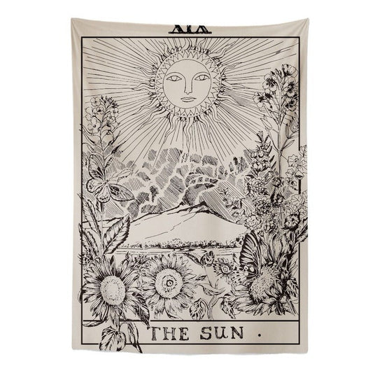 "Die Sonne" Tarot Monochrome Wandteppich