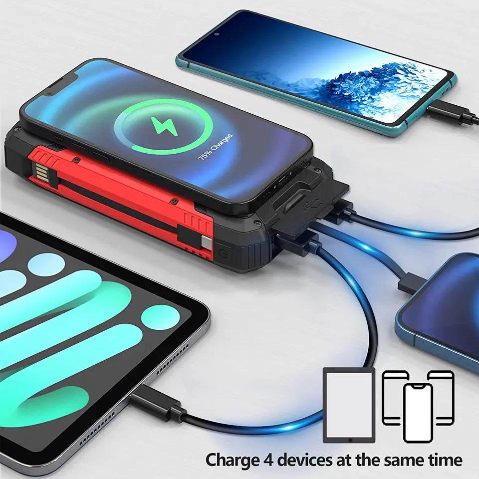 Frendorf | 30000mAh Solarlader Kabellos Wasserdicht Powerbank Extern