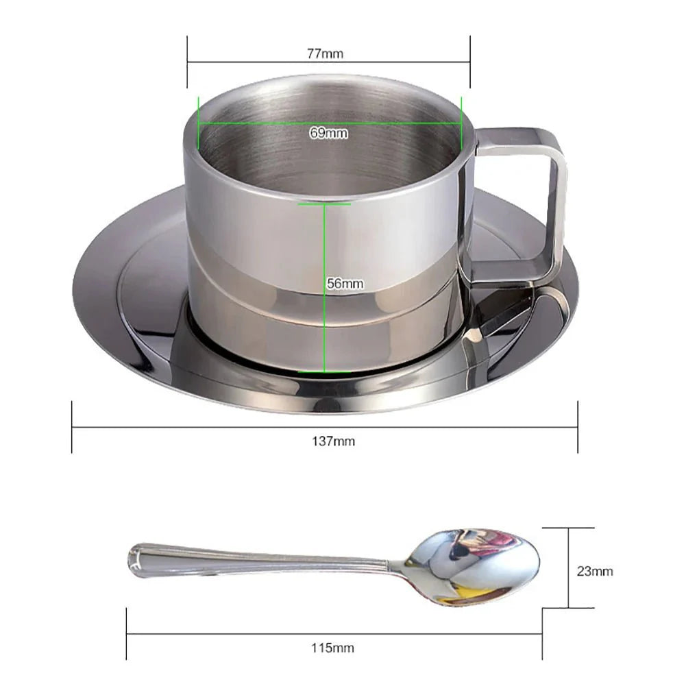 Dreiteiliges Edelstahlkaffeetassen-Set