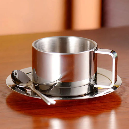 Dreiteiliges Edelstahlkaffeetassen-Set