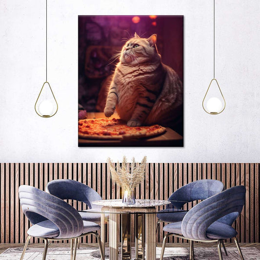 Frendorf | Fette Katze, die Pizza isst Wandkunst