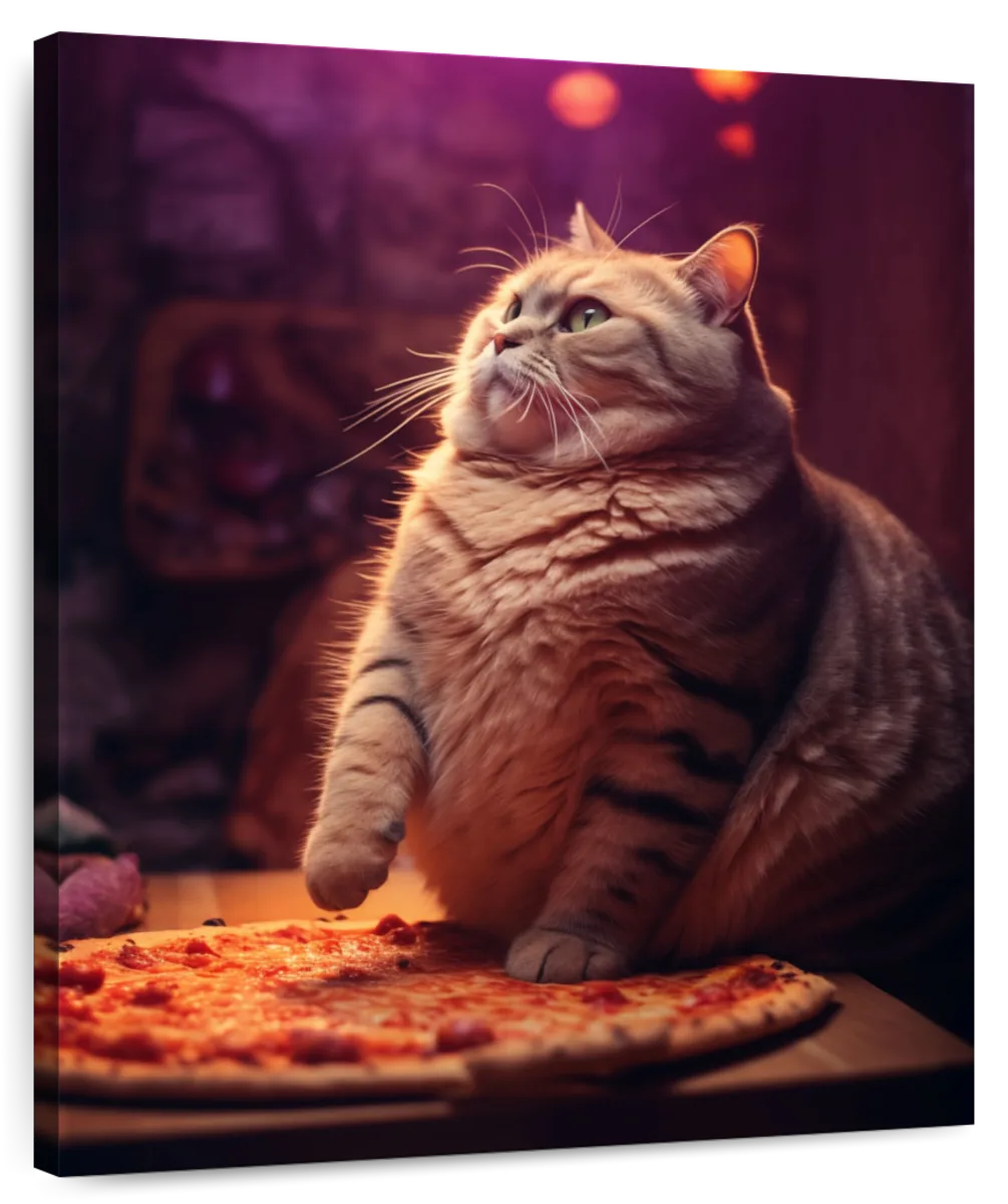 Frendorf | Fette Katze, die Pizza isst Wandkunst