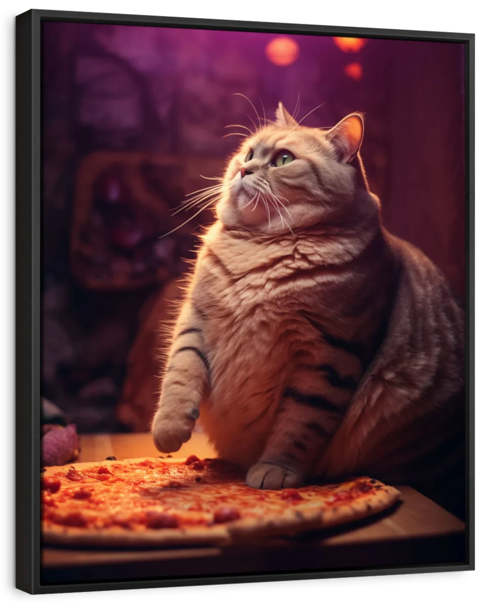 Frendorf | Fette Katze, die Pizza isst Wandkunst