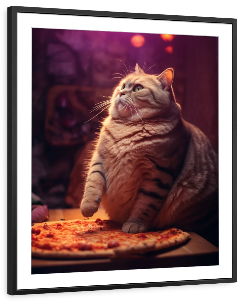 Frendorf | Fette Katze, die Pizza isst Wandkunst
