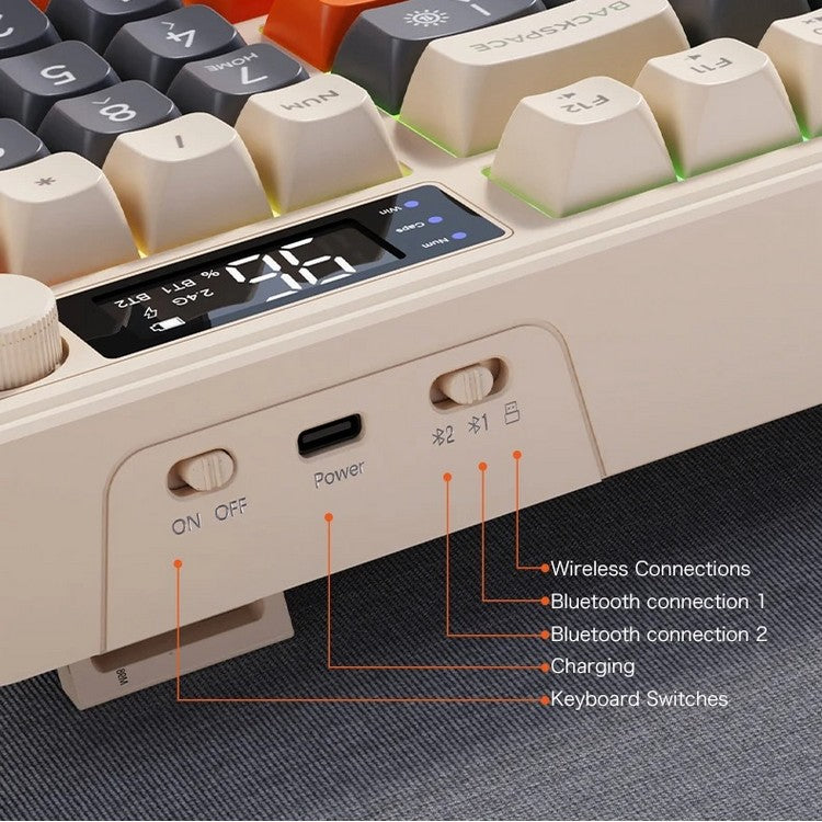 Frendorf | Stille Mechanische Tastatur - Cooles Gaming Wireless Design mit Display