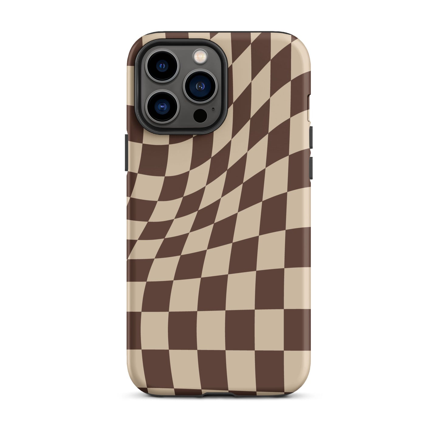 Wavy Checker iPhone® Hülle - Braun