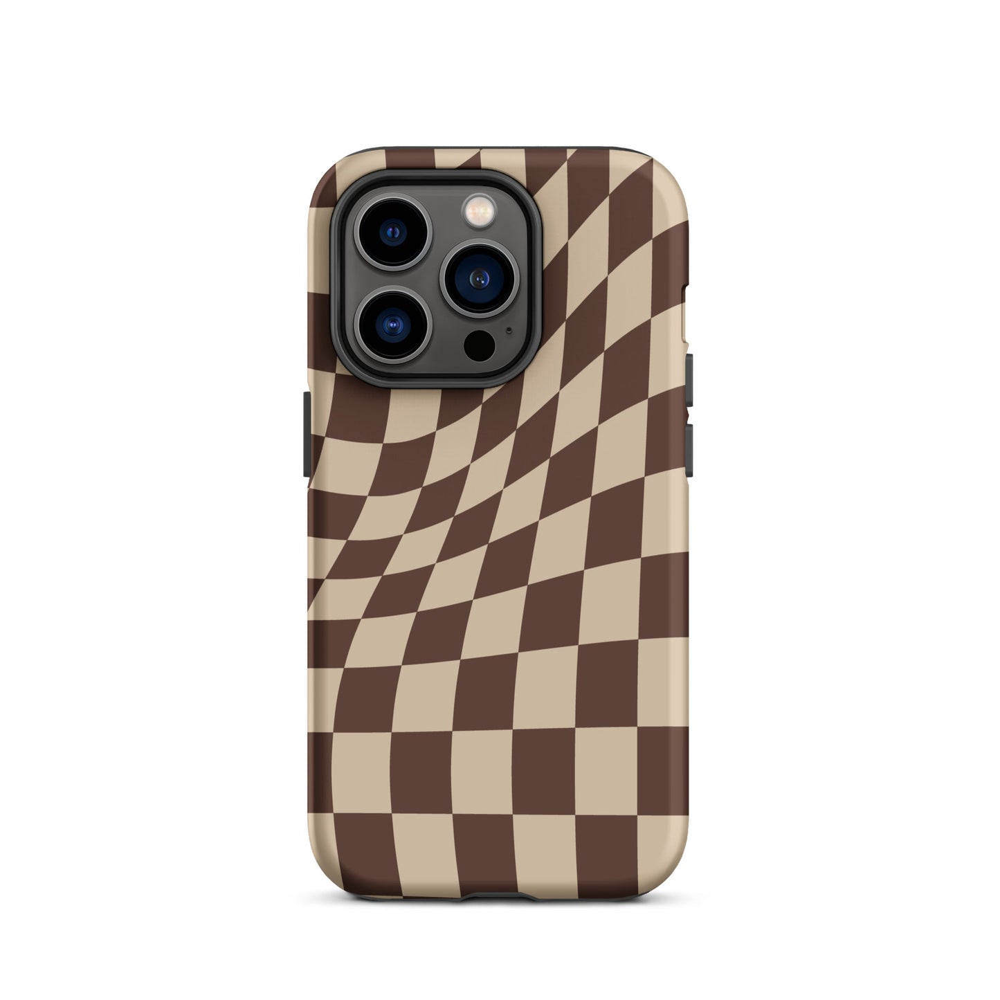Wavy Checker iPhone® Hülle - Braun
