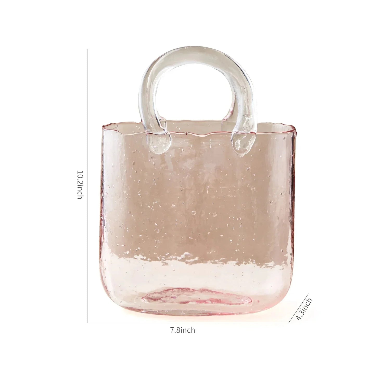 Transparente pastellfarbene Vase in Handtaschenform