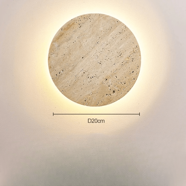 Frendorf | Bringen Sie Wärme mit der runden Wandleuchte aus Travertinstein