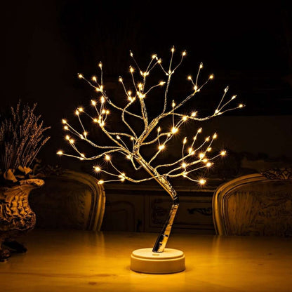 Frendorf | FairyTree LED Baumlichter Lampe | Dekoratives Stimmungslicht | Kupferdraht & Fairy Lights | Kabellose Tischlampe für Zuhause