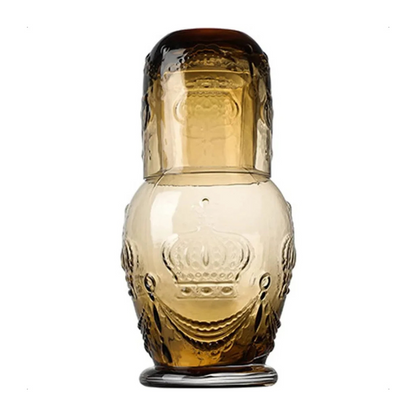 Frendorf | Becher Glas Krug und Tasse Retro Krone Relief Glas Wasser Karaffe