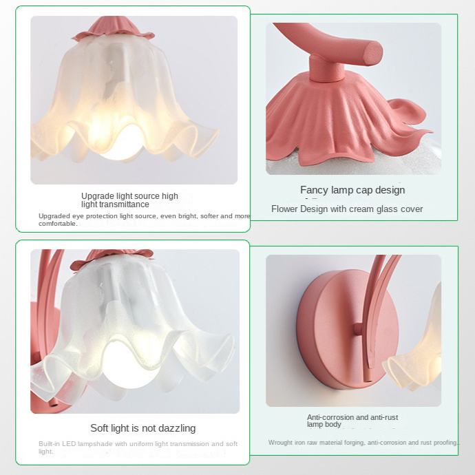 Frendorf | AuroraPetal Französische Retro Wandlampe | Blumen-Design | Romantische Beleuchtung für Garten & Terrasse