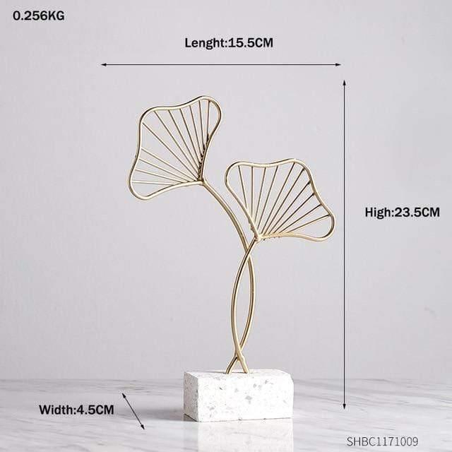Frendorf | LeafyGlow Skulptur Dekofigur aus Metall | Ginkgo-Design | Wohnaccessoire | Tisch- und Regaldekoration
