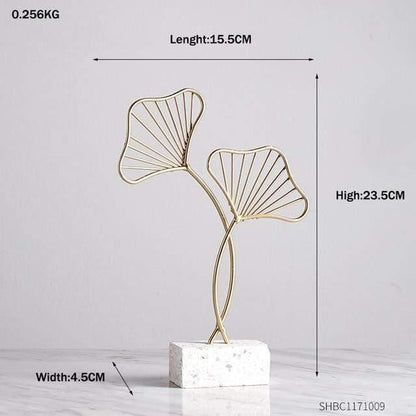 Frendorf | LeafyGlow Skulptur Dekofigur aus Metall | Ginkgo-Design | Wohnaccessoire | Tisch- und Regaldekoration