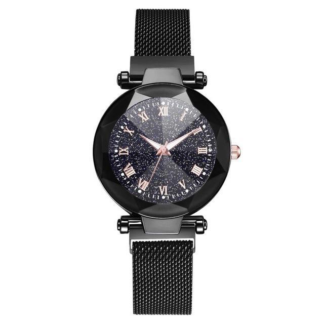 Frendorf | Luxus Sternenhimmel Edelstahl Mesh Armbanduhren für Frauen Kristall Analog Quarz Armbanduhren Damen Sport Kleid Uhr