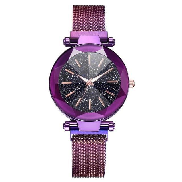 Frendorf | Luxus Sternenhimmel Edelstahl Mesh Armbanduhren für Frauen Kristall Analog Quarz Armbanduhren Damen Sport Kleid Uhr