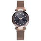 Frendorf | Luxus Sternenhimmel Edelstahl Mesh Armbanduhren für Frauen Kristall Analog Quarz Armbanduhren Damen Sport Kleid Uhr