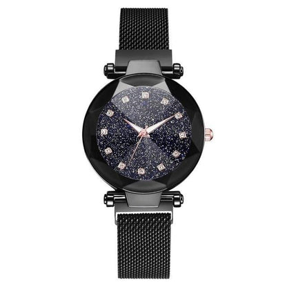 Frendorf | Luxus Sternenhimmel Edelstahl Mesh Armbanduhren für Frauen Kristall Analog Quarz Armbanduhren Damen Sport Kleid Uhr