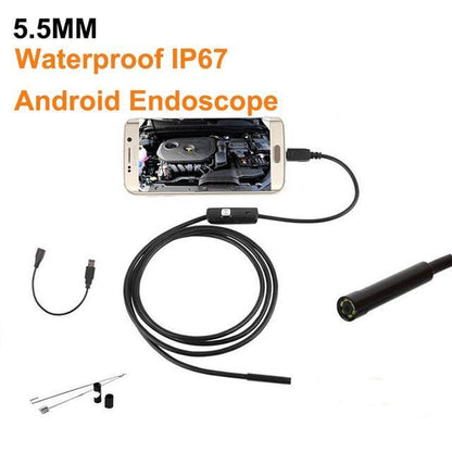 Frendorf | s Endoskopkamera Flexibel IP67 2M 1M 5.5mm 7mm Wasserfest Inspektionsboreskopkamera für Android PC Notebook 6LEDs Einstellbar