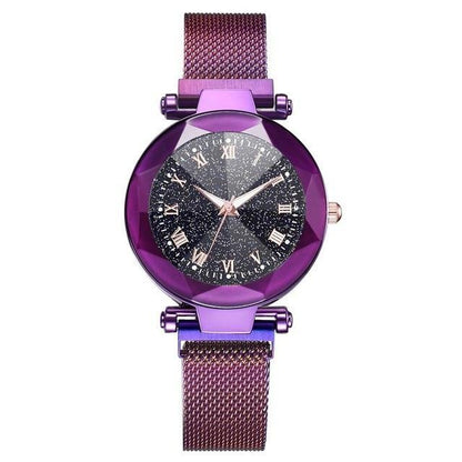 Frendorf | Luxus Sternenhimmel Edelstahl Mesh Armbanduhren für Frauen Kristall Analog Quarz Armbanduhren Damen Sport Kleid Uhr