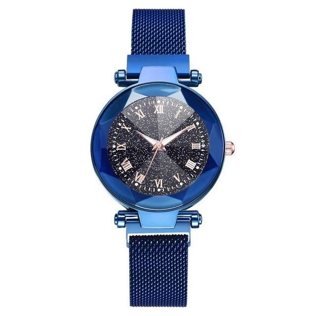 Frendorf | Luxus Sternenhimmel Edelstahl Mesh Armbanduhren für Frauen Kristall Analog Quarz Armbanduhren Damen Sport Kleid Uhr