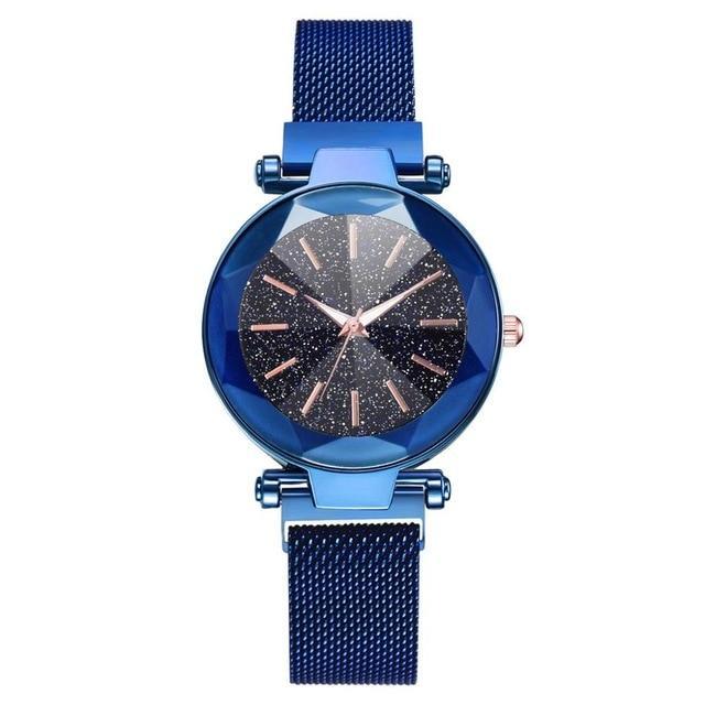 Frendorf | Luxus Sternenhimmel Edelstahl Mesh Armbanduhren für Frauen Kristall Analog Quarz Armbanduhren Damen Sport Kleid Uhr