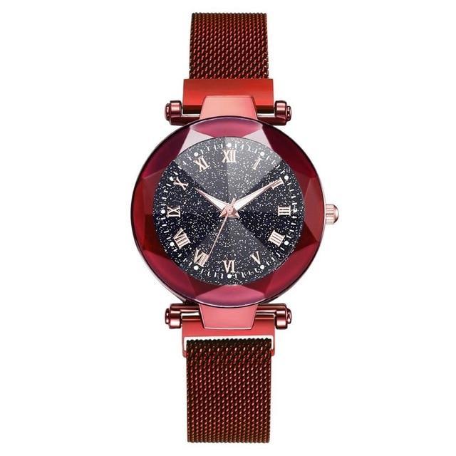 Frendorf | Luxus Sternenhimmel Edelstahl Mesh Armbanduhren für Frauen Kristall Analog Quarz Armbanduhren Damen Sport Kleid Uhr