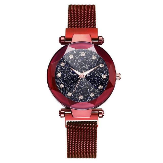 Frendorf | Luxus Sternenhimmel Edelstahl Mesh Armbanduhren für Frauen Kristall Analog Quarz Armbanduhren Damen Sport Kleid Uhr