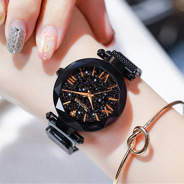 Frendorf | Luxus Damen Armbanduhren Magnetische Sternenhimmel Damen Uhr Quarz Armbanduhr Mode Damen Armbanduhr