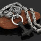 Frendorf | WolfSpirit Edelstahl Halskette & Armband | Doppel-Wolfskopf & Mjolnir Design | Viking Schmuck | 60–90 cm | Robust & Stilvoll