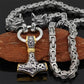 Frendorf | WolfSpirit Edelstahl Halskette & Armband | Doppel-Wolfskopf & Mjolnir Design | Viking Schmuck | 60–90 cm | Robust & Stilvoll