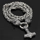 Frendorf | WolfSpirit Edelstahl Halskette & Armband | Doppel-Wolfskopf & Mjolnir Design | Viking Schmuck | 60–90 cm | Robust & Stilvoll