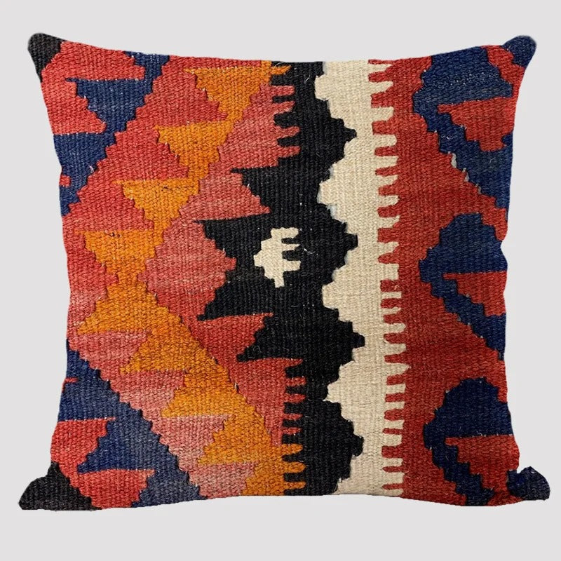 Frendorf | BohoLoom Mehrfarbiger Kissenbezug aus Leinen | Boho-Chic Design | Deko fürs Wohnzimmer & Schlafzimmer