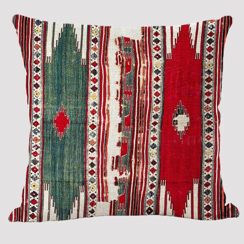 Frendorf | BohoLoom Mehrfarbiger Kissenbezug aus Leinen | Boho-Chic Design | Deko fürs Wohnzimmer & Schlafzimmer