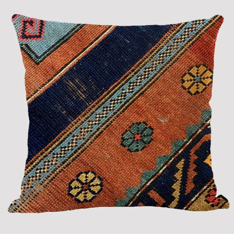 Frendorf | BohoLoom Mehrfarbiger Kissenbezug aus Leinen | Boho-Chic Design | Deko fürs Wohnzimmer & Schlafzimmer