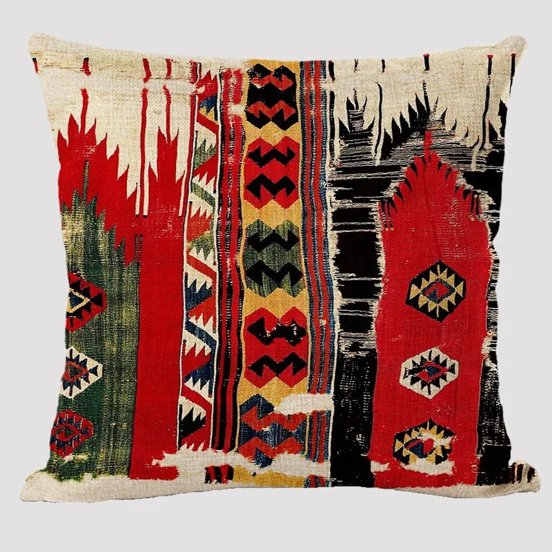 Frendorf | BohoLoom Mehrfarbiger Kissenbezug aus Leinen | Boho-Chic Design | Deko fürs Wohnzimmer & Schlafzimmer