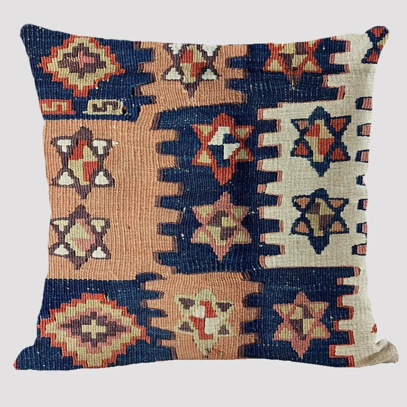 Frendorf | BohoLoom Mehrfarbiger Kissenbezug aus Leinen | Boho-Chic Design | Deko fürs Wohnzimmer & Schlafzimmer