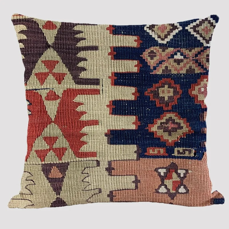 Frendorf | BohoLoom Mehrfarbiger Kissenbezug aus Leinen | Boho-Chic Design | Deko fürs Wohnzimmer & Schlafzimmer