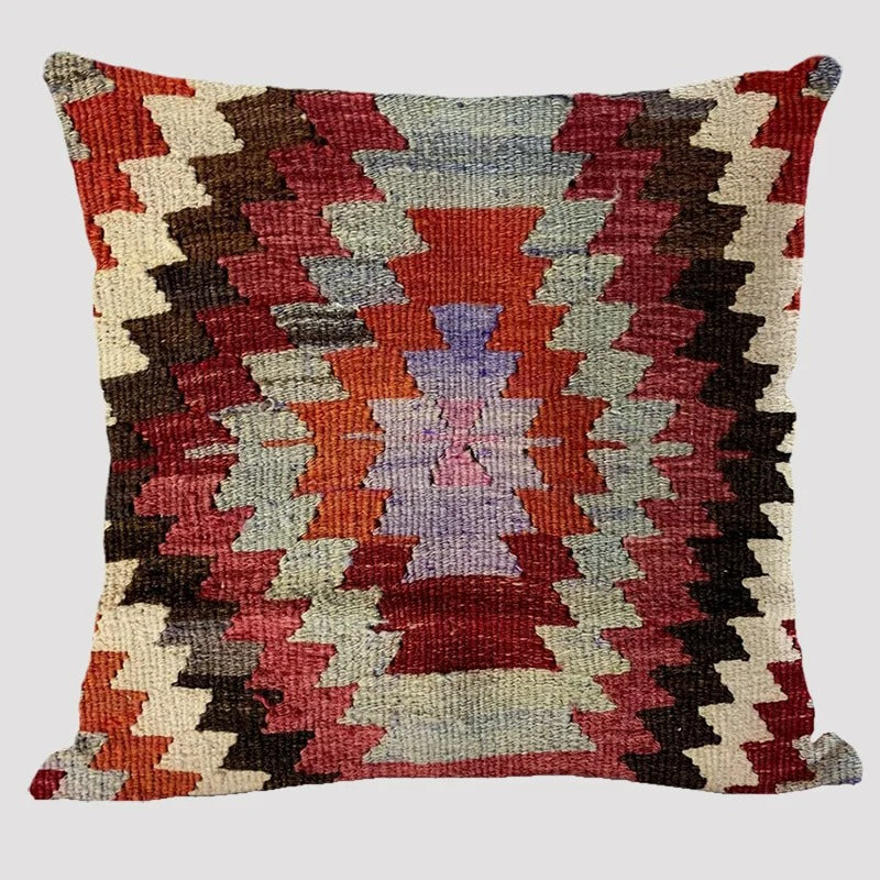 Frendorf | BohoLoom Mehrfarbiger Kissenbezug aus Leinen | Boho-Chic Design | Deko fürs Wohnzimmer & Schlafzimmer